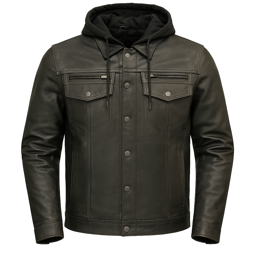 PR-235 Wraith Hood Men's Leather Hoodied Jacket