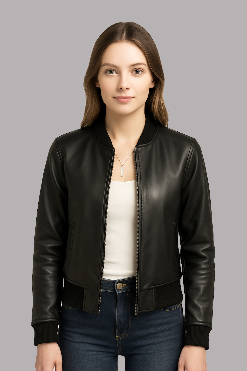 Aeryn Jet Bomber Women's Fashion Leather Jacket