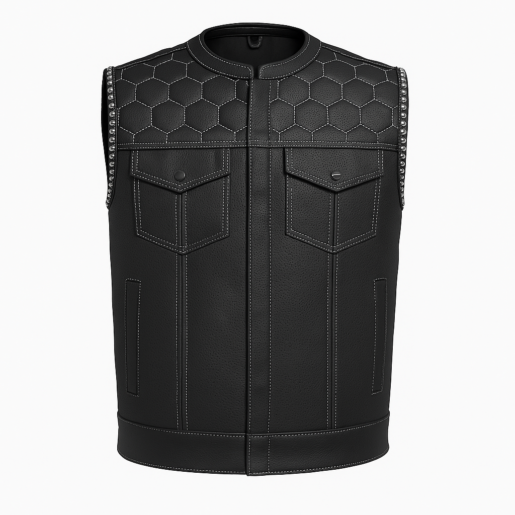 Darkcell - Perforated Men's Club Style Leather Vest