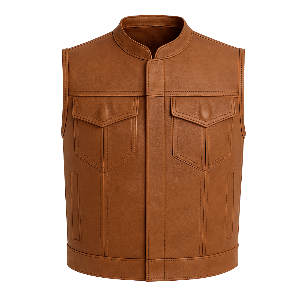 Vigilante - Men's Platinum Leather Motorcycle Vest