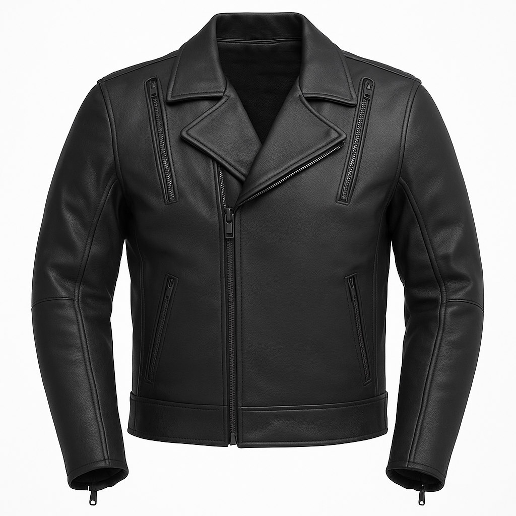 PR-221 Scarlet Steel Man's Motorcycle Leather Jacket