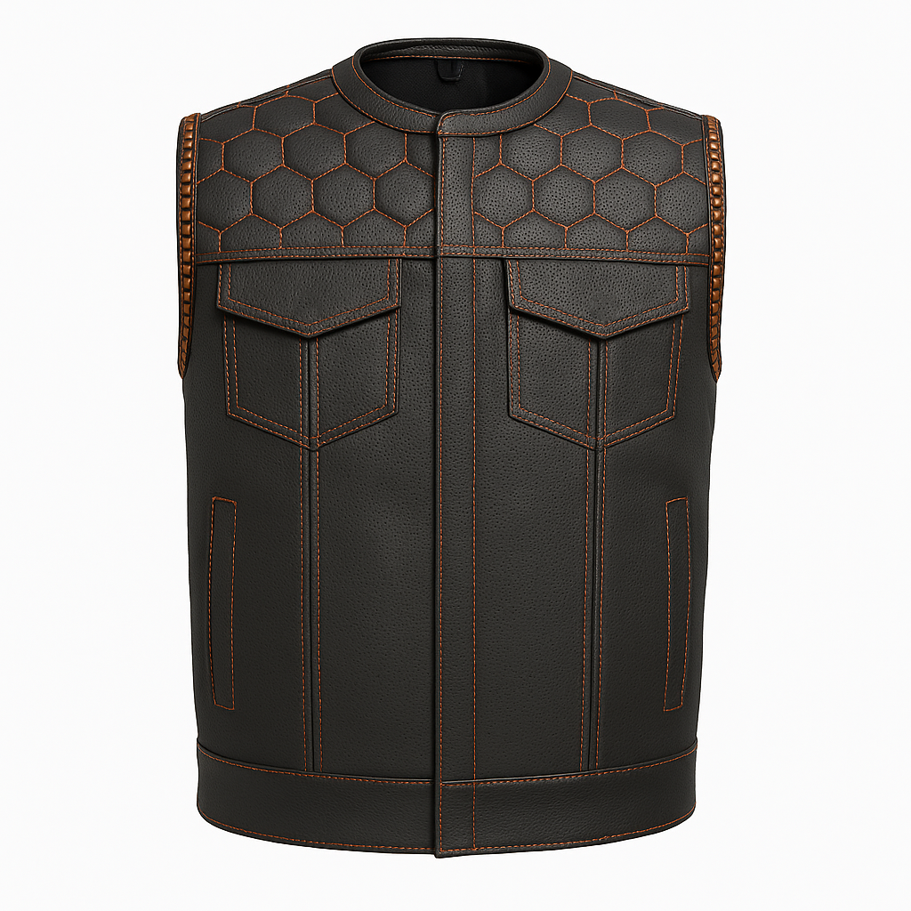 Darkcell - Perforated Men's Club Style Leather Vest
