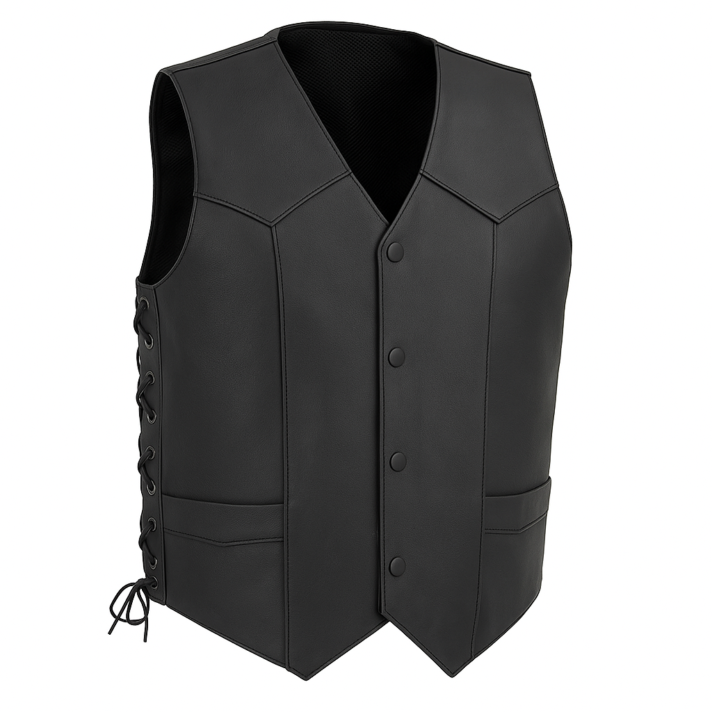 Night Deputy - Men's Motorcycle Western Style Leather Vest