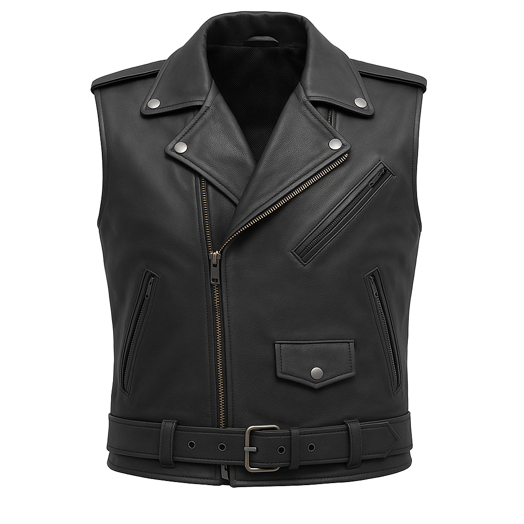 Thunderbrand - Men's Moto Style Leather Vest