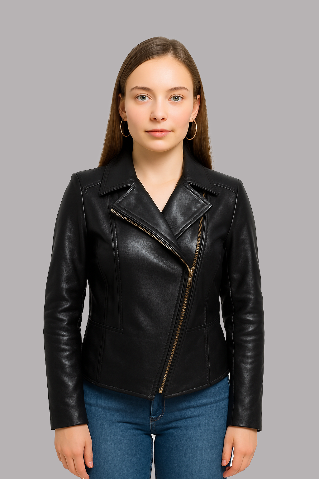 Zayna Crest Women's Fashion Leather Jacket
