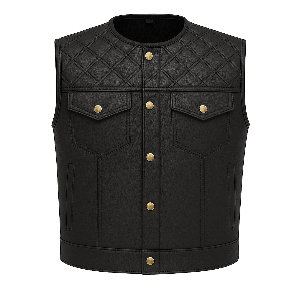 Black Aegis Man's Moto Leather Vest