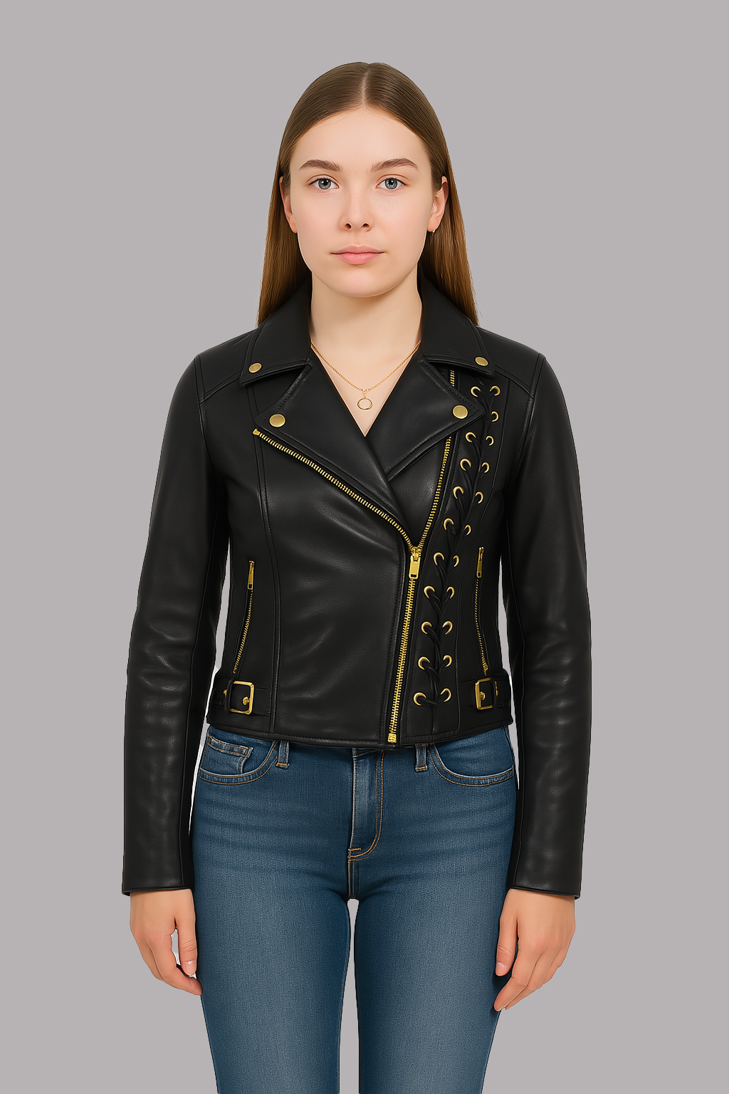 Sierra Storm Women's Moto Style Leather Jacket