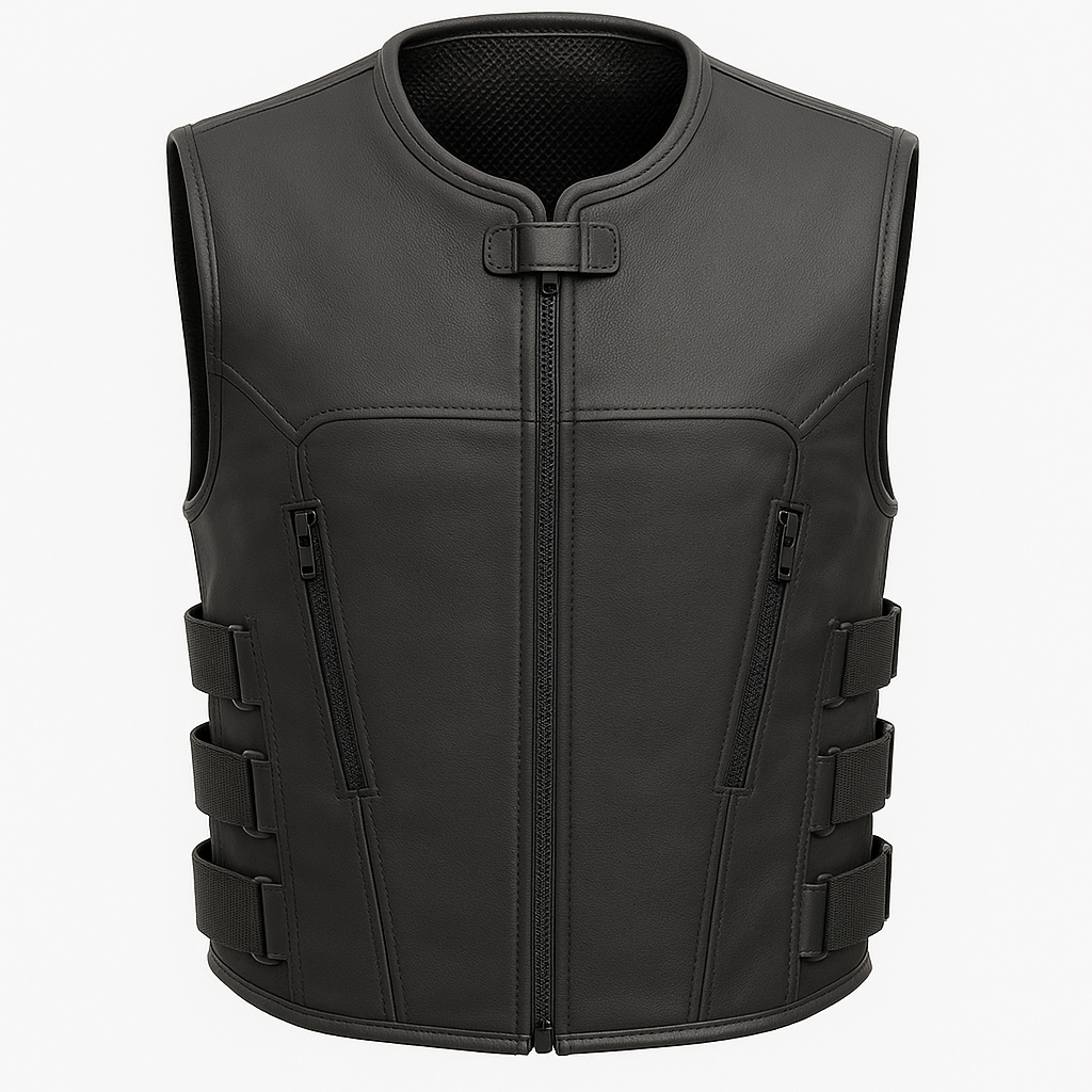Warden's Creed - Men's Motorcycle Swat Style Leather Vest