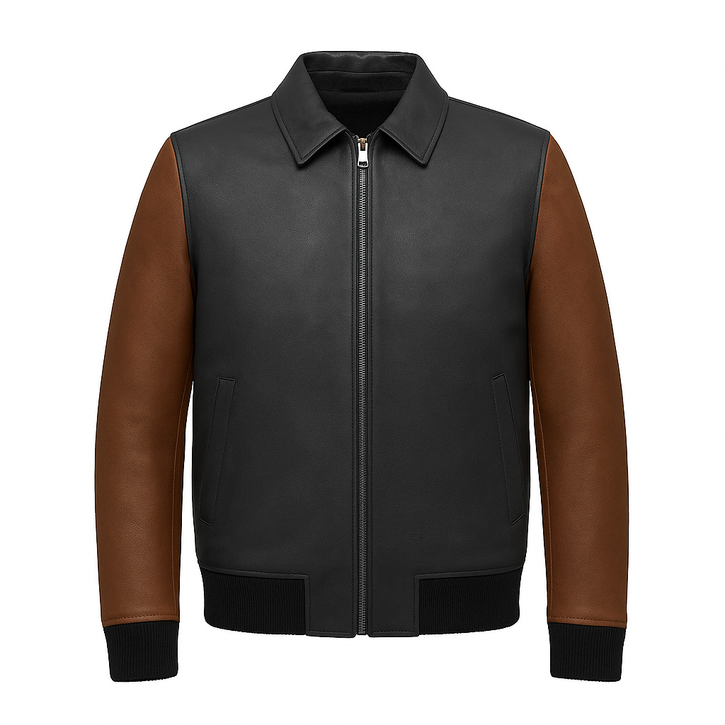 PR-219 Blaze Bomber Two Tone Man's Motorcycle Leather Jacket