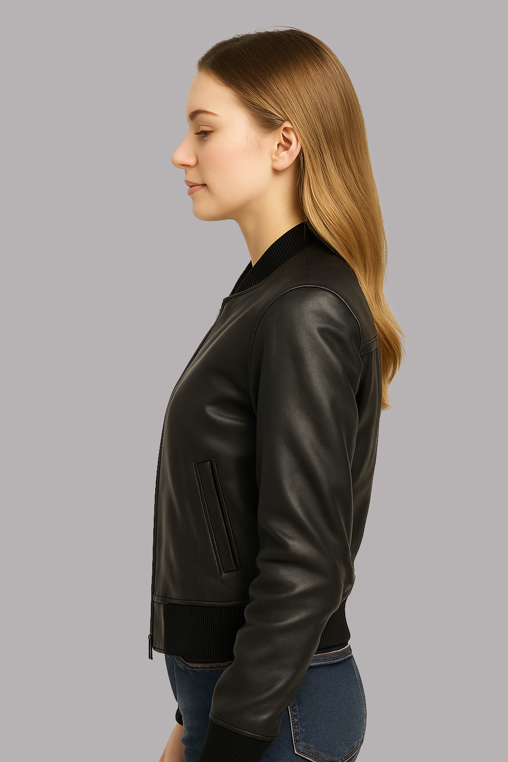 Aeryn Jet Bomber Women's Fashion Leather Jacket