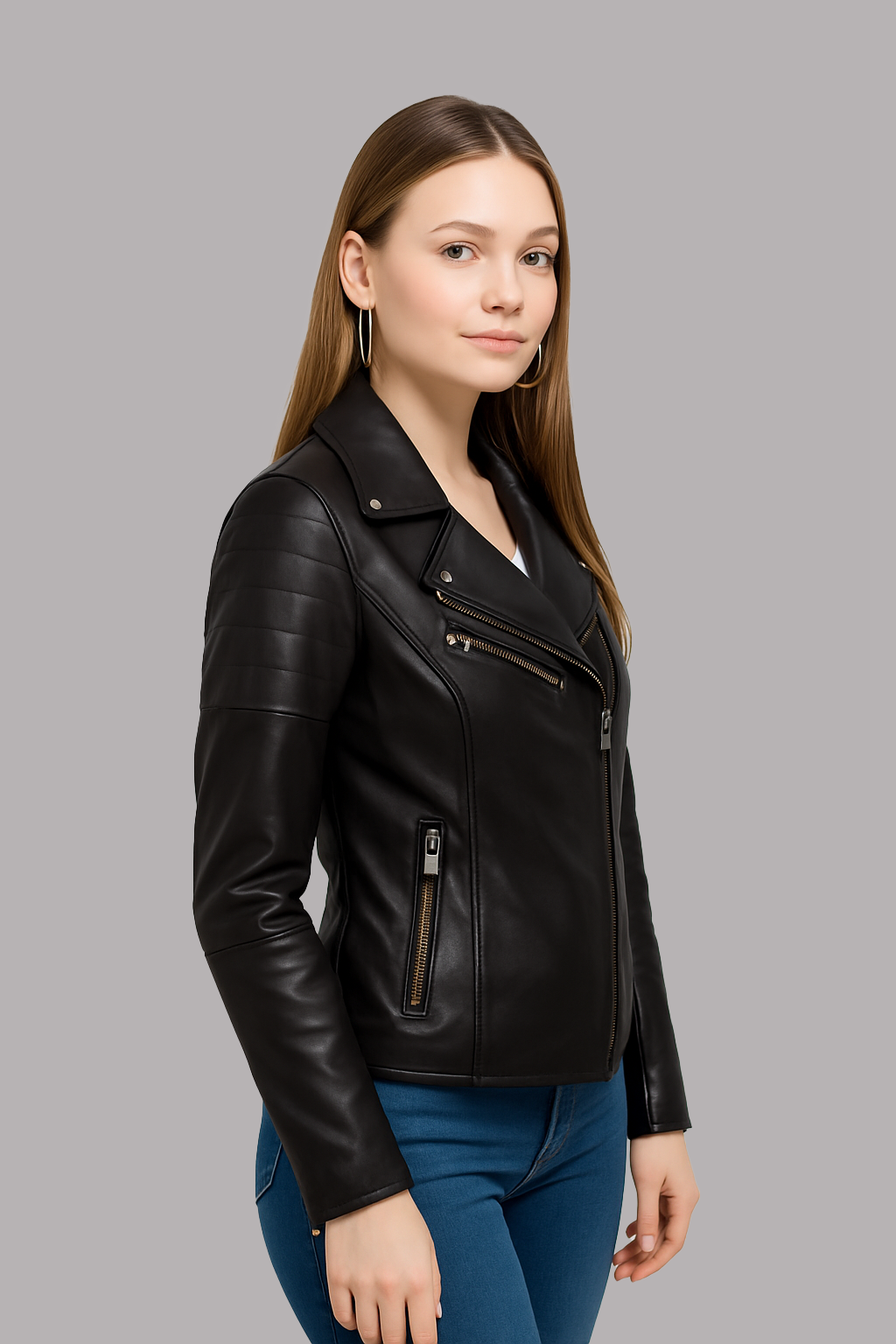 Yva Belle Fashion Lambskin Leather Jacket