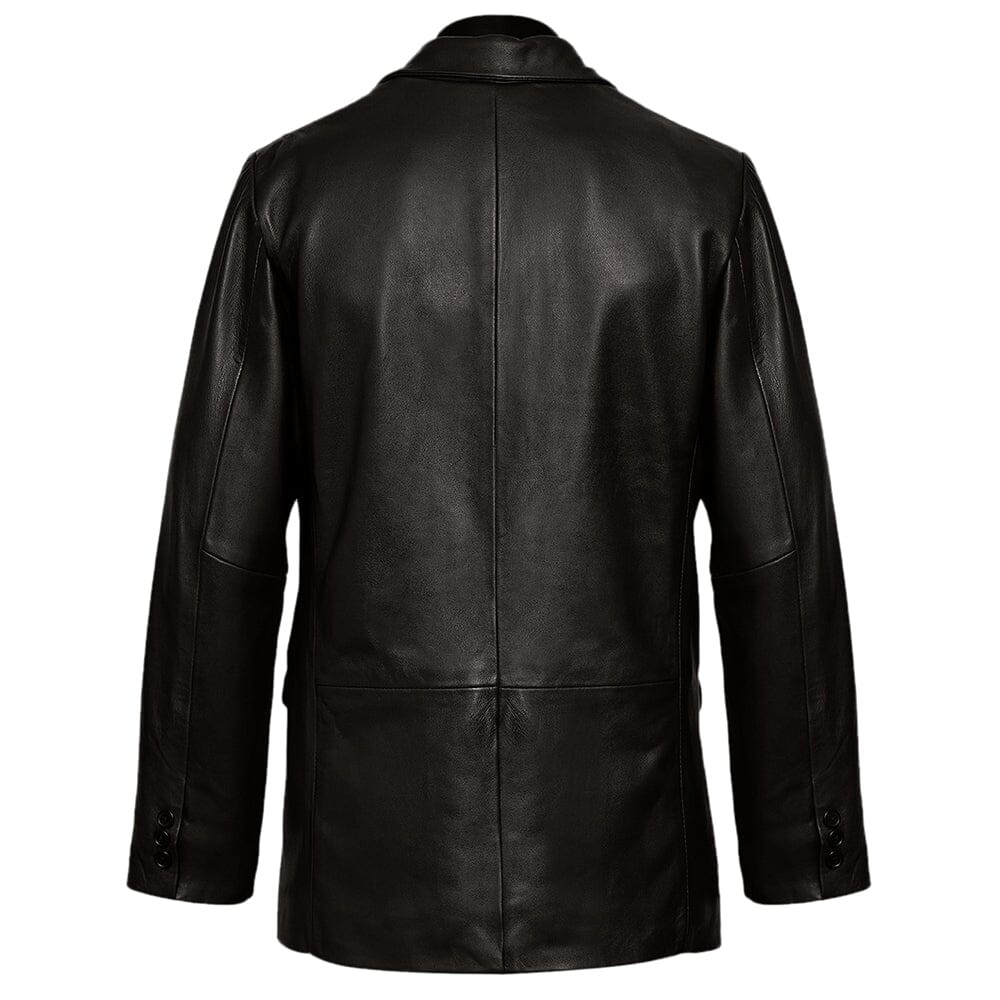 Mens Two Button Black Leather Blazer