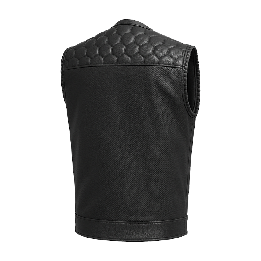 Darkcell - Perforated Men's Club Style Leather Vest