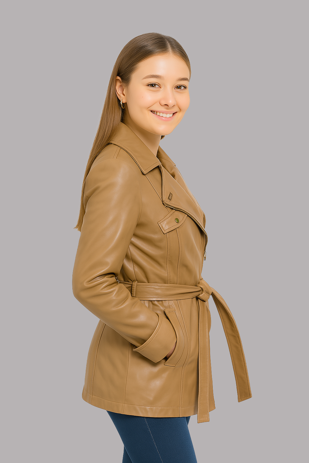 Elara Trench Leatger Coat