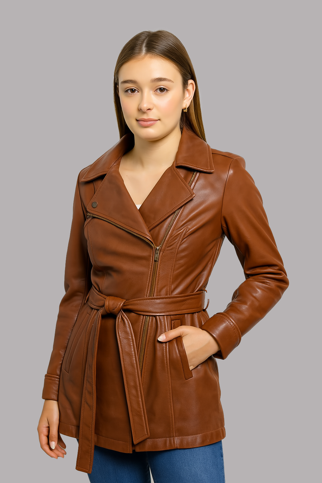 Elara Trench Leatger Coat