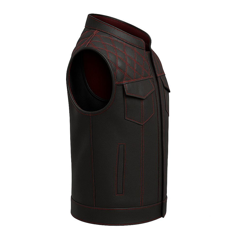 Ravencrest – Men’s Club Style Perforated Leather Vest