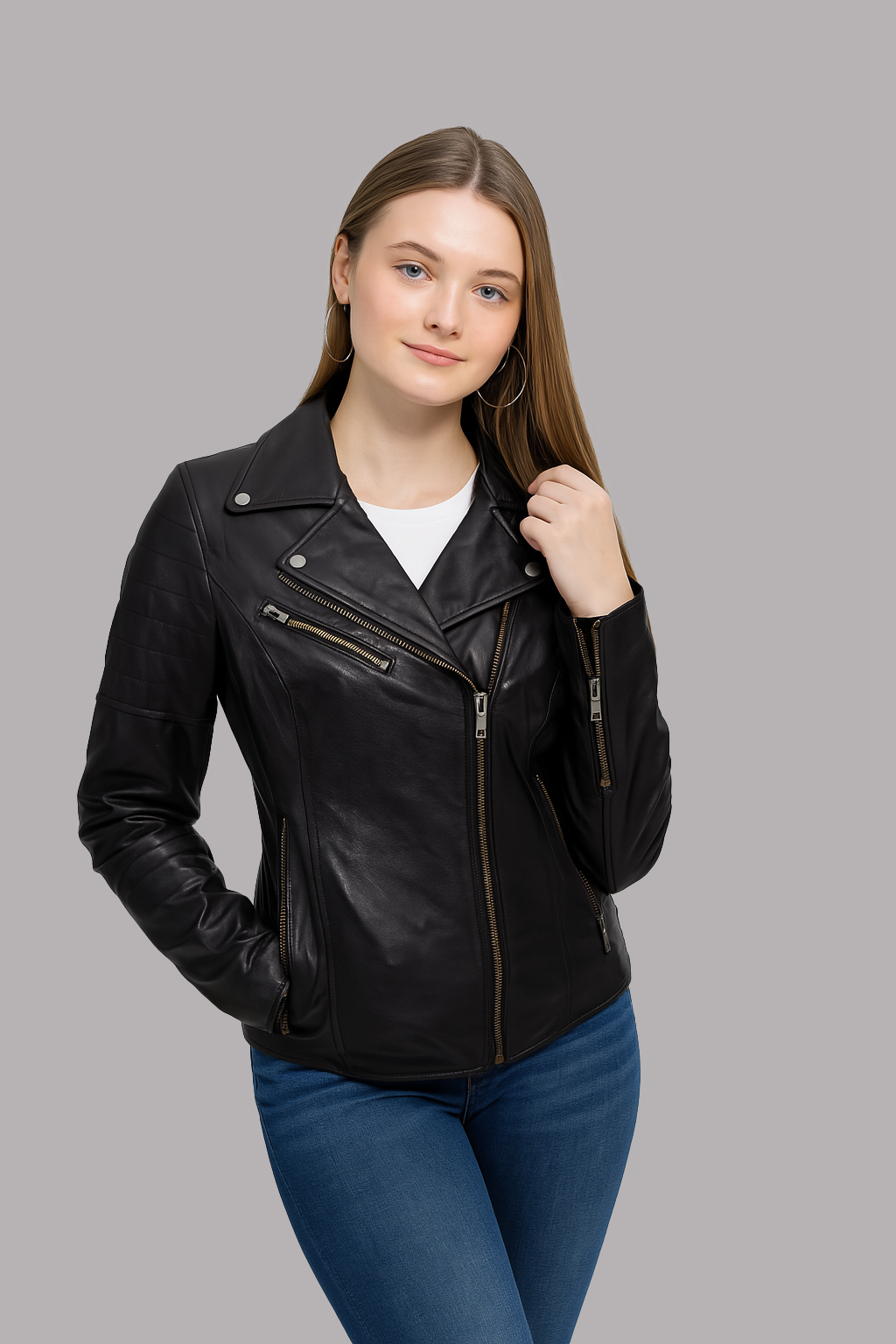 Yva Belle Fashion Lambskin Leather Jacket