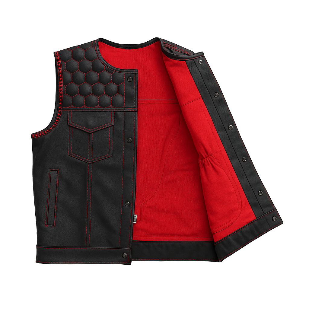 Darkcell - Perforated Men's Club Style Leather Vest