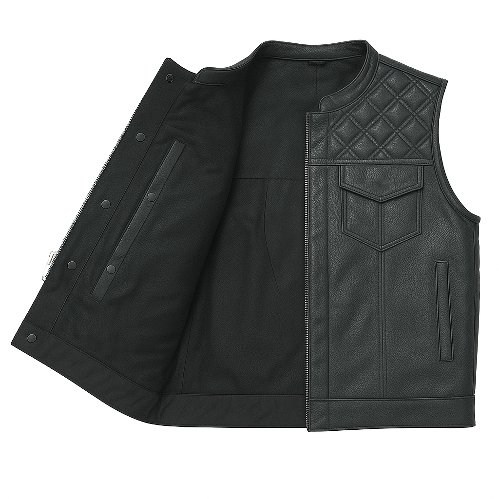 Ravencrest – Men’s Club Style Perforated Leather Vest