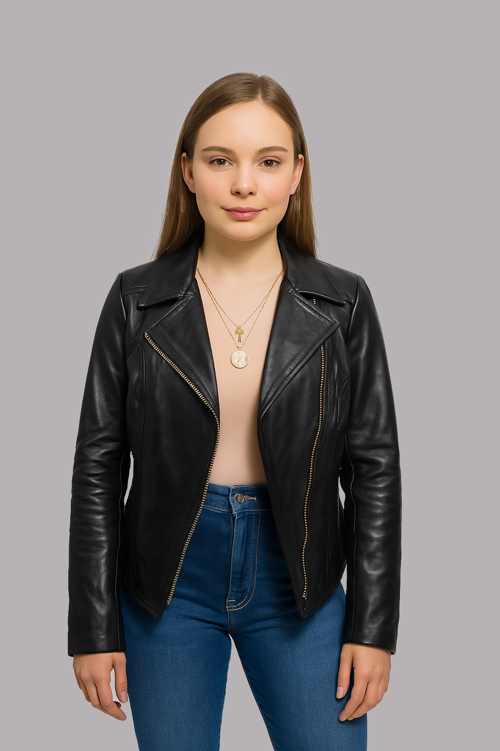 Zayna Crest Women's Fashion Leather Jacket