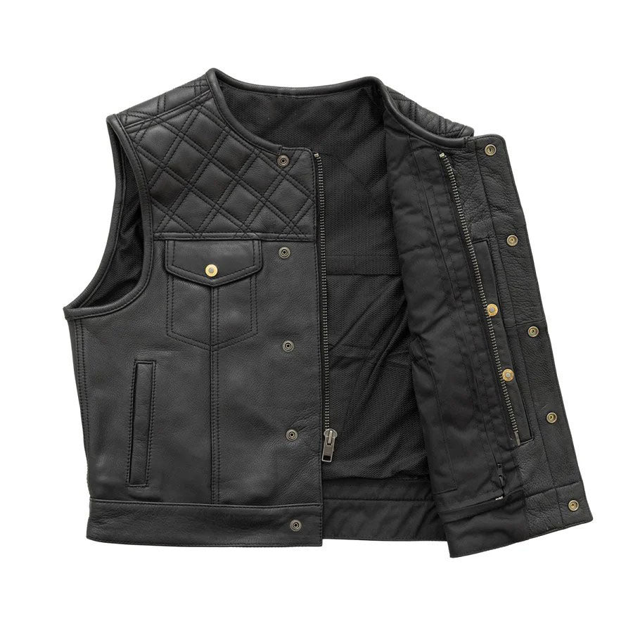 Black Aegis Man's Moto Leather Vest