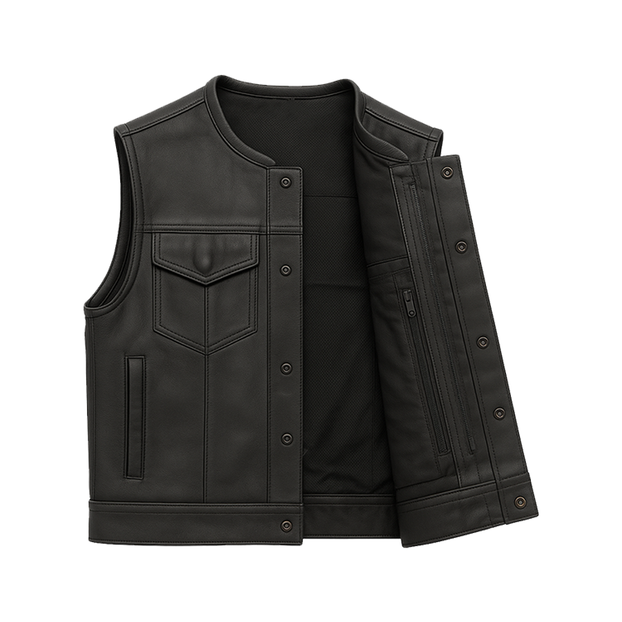 Vigilante - Men's Platinum Leather Motorcycle Vest
