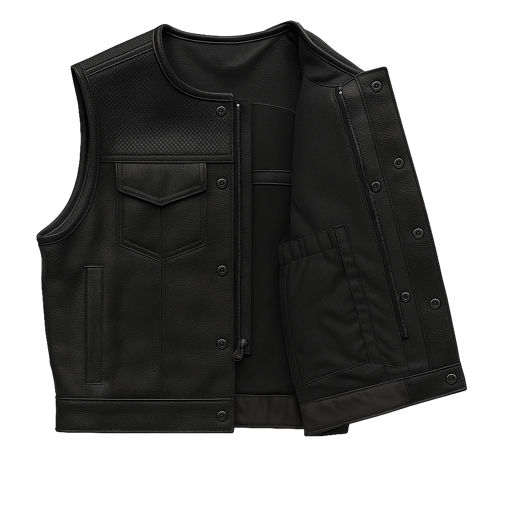 Nightwolf - Men's Motorcycle Perforated Leather Vest