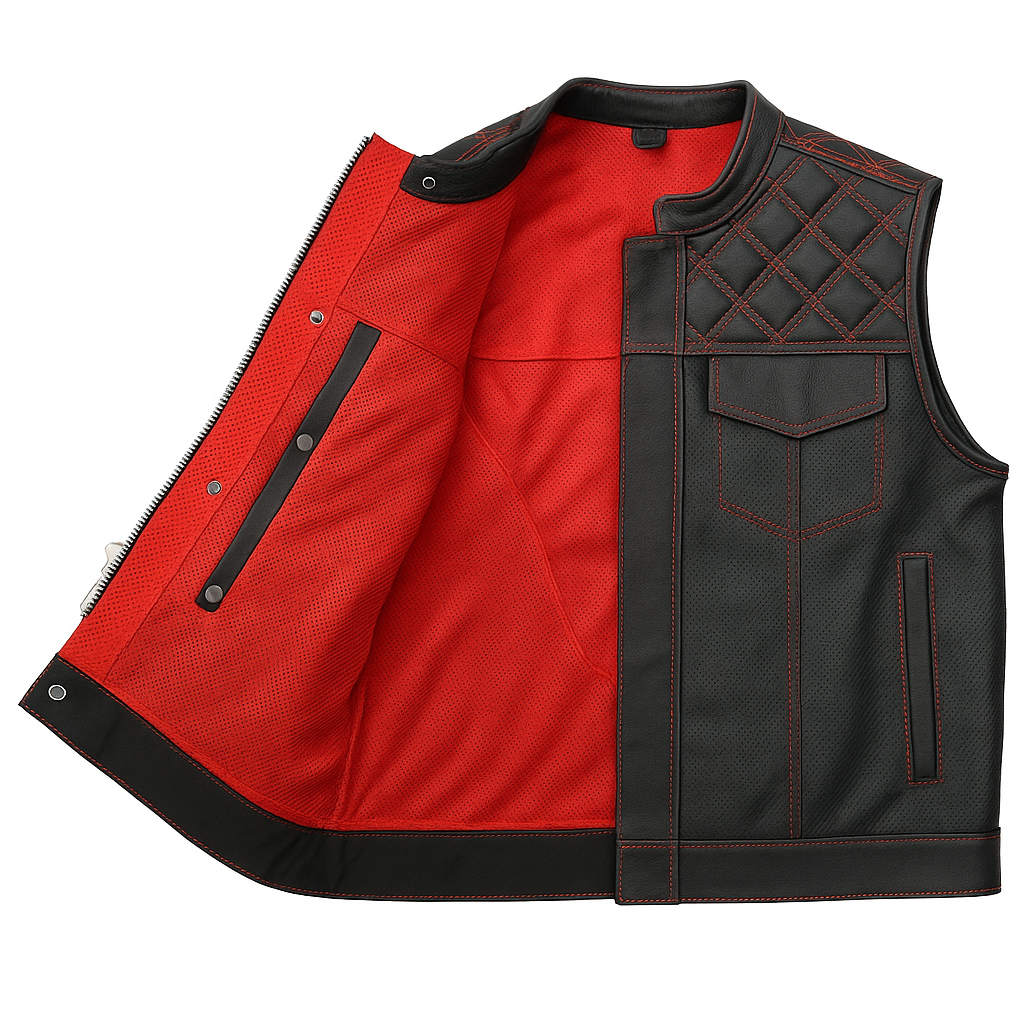 Ravencrest – Men’s Club Style Perforated Leather Vest
