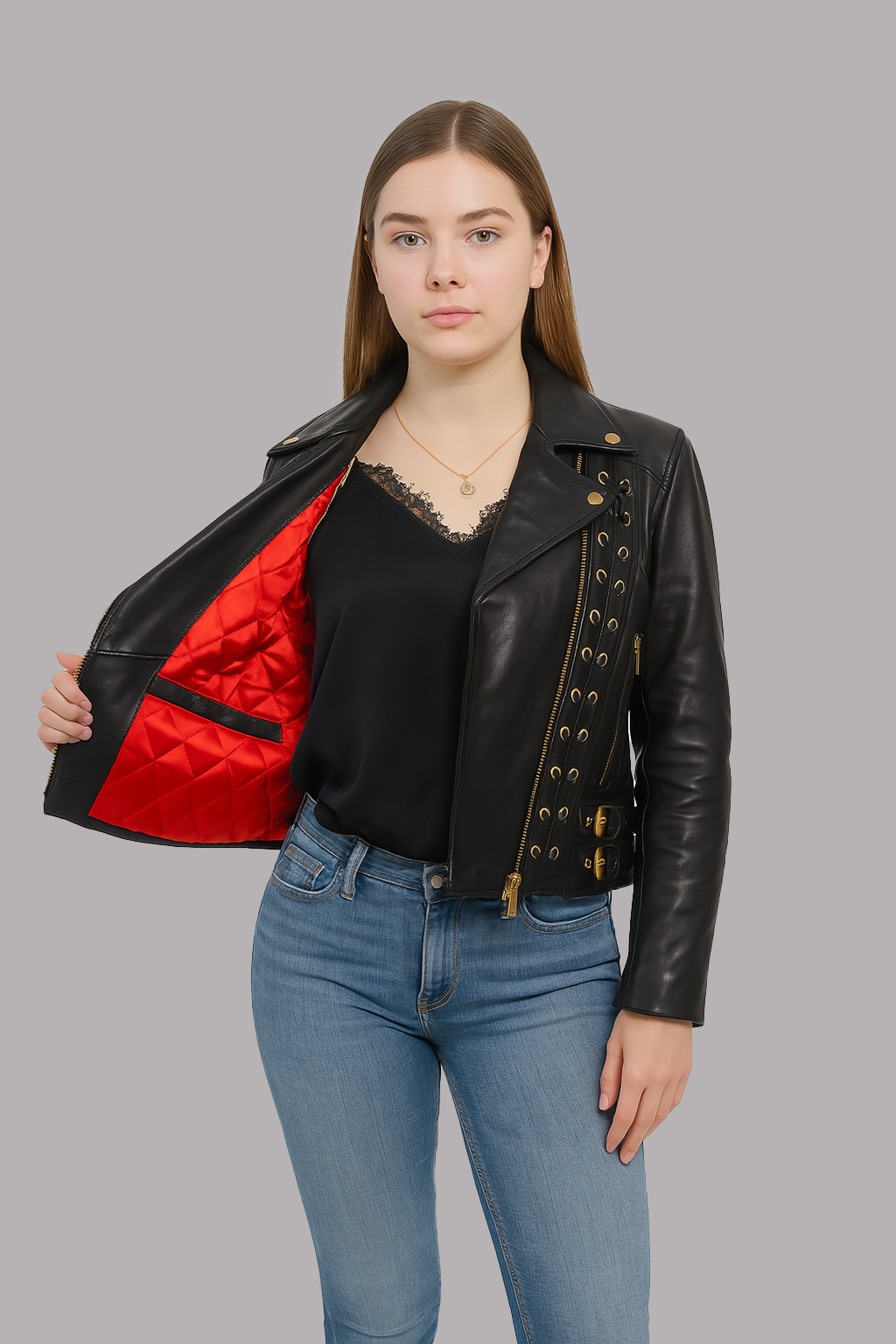 Sierra Storm Women's Moto Style Leather Jacket