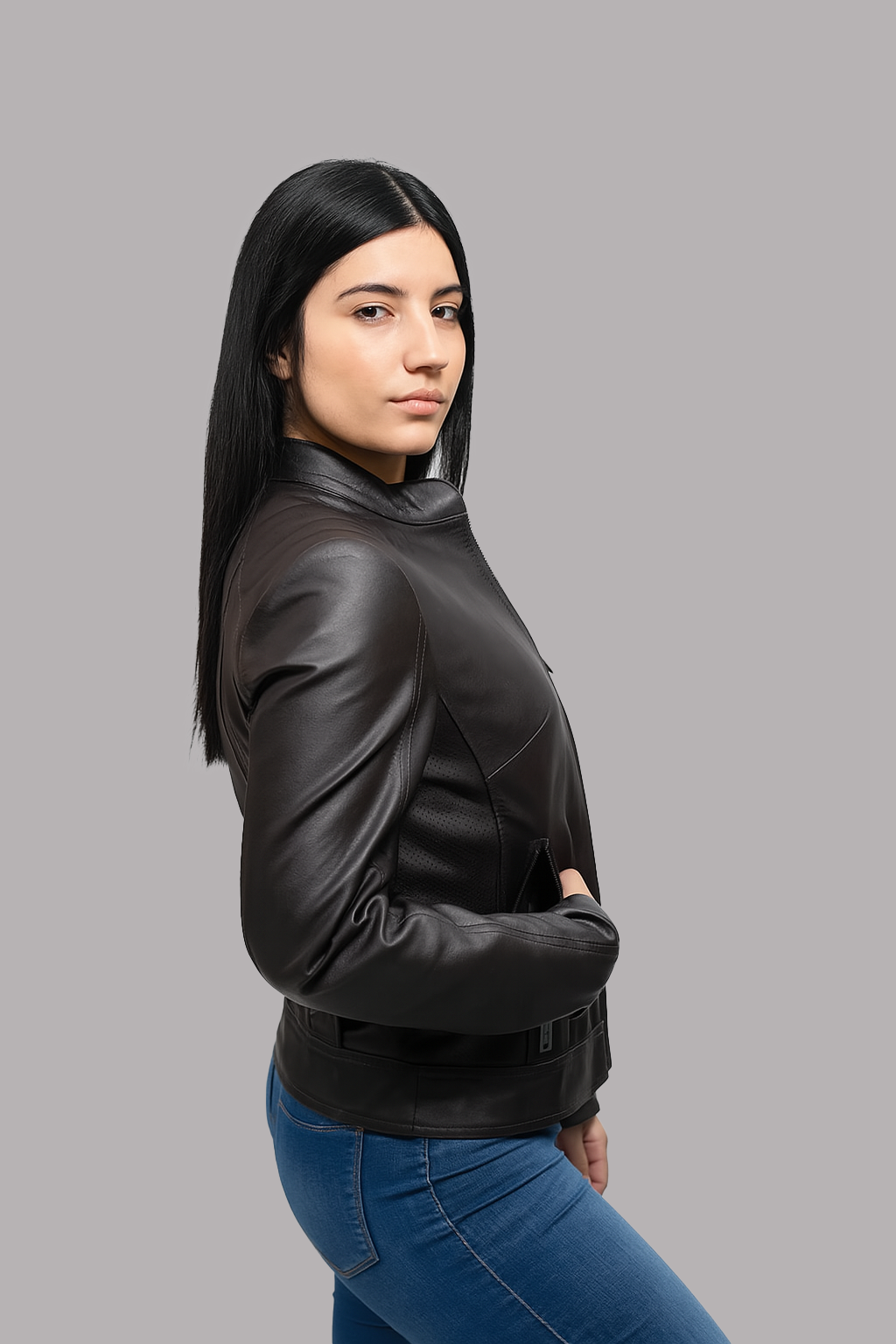 Viva Vegan by Beverly  Leather Perforated Jacket