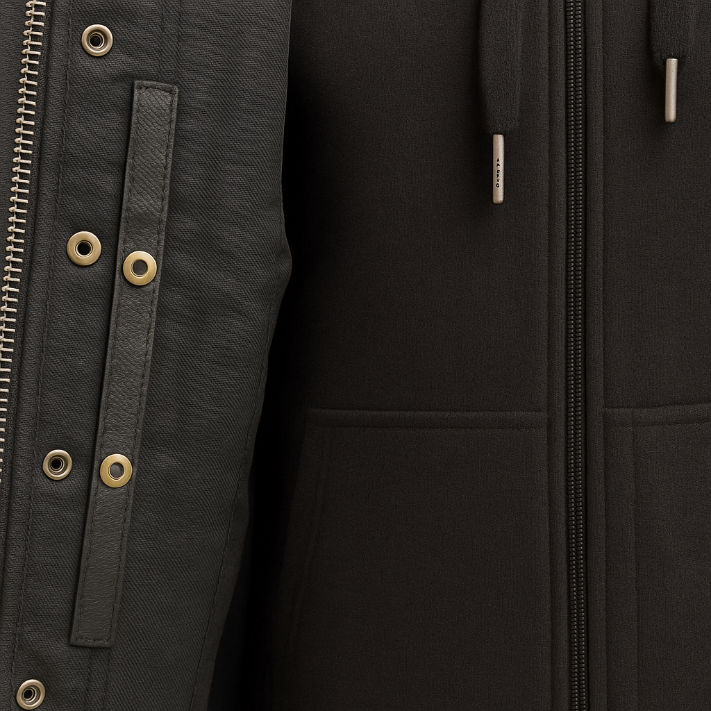 Iron - Men's Motorcycle Leather Vest with Hoodie
