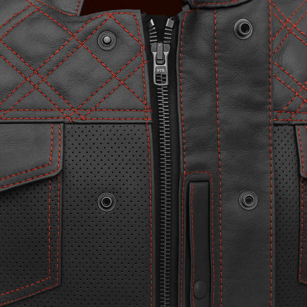 Ravencrest – Men’s Club Style Perforated Leather Vest