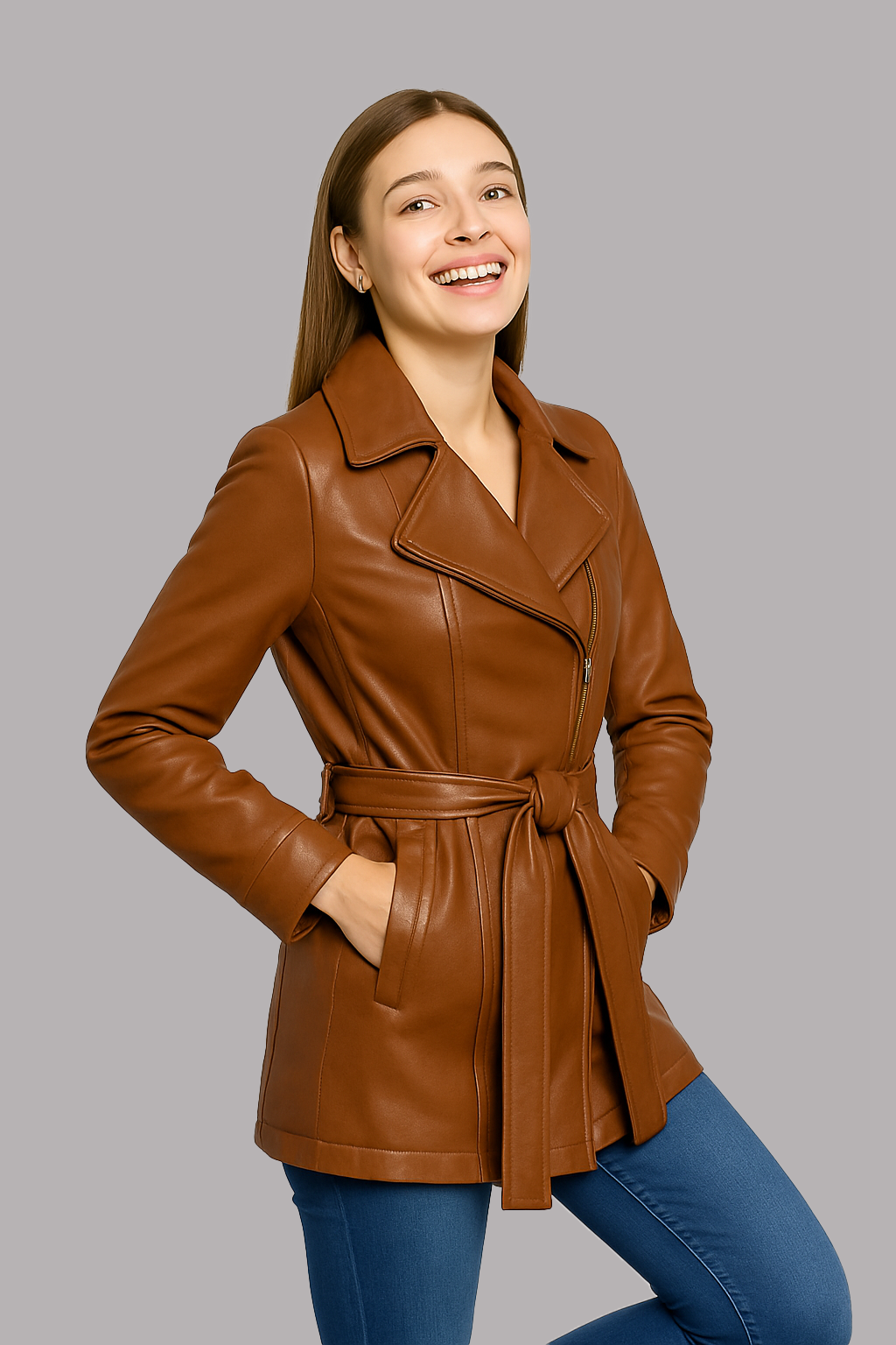 Elara Trench Leatger Coat