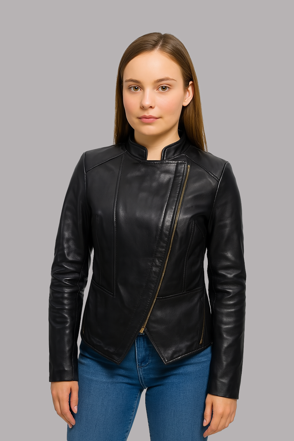 Zayna Crest Women's Fashion Leather Jacket