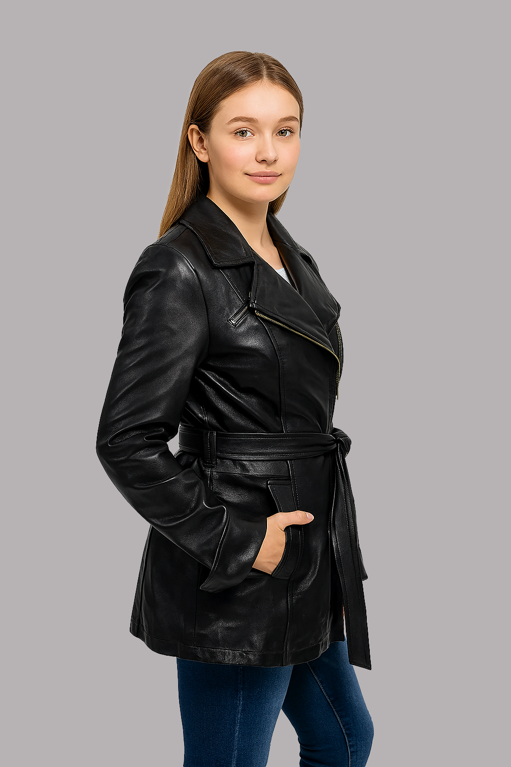 Elara Trench Leatger Coat
