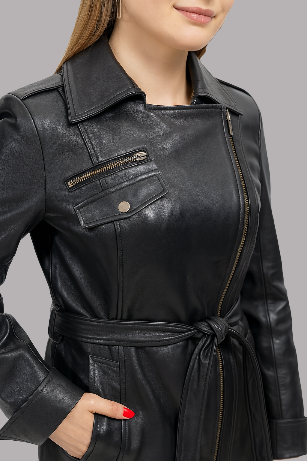 Elara Trench Leatger Coat