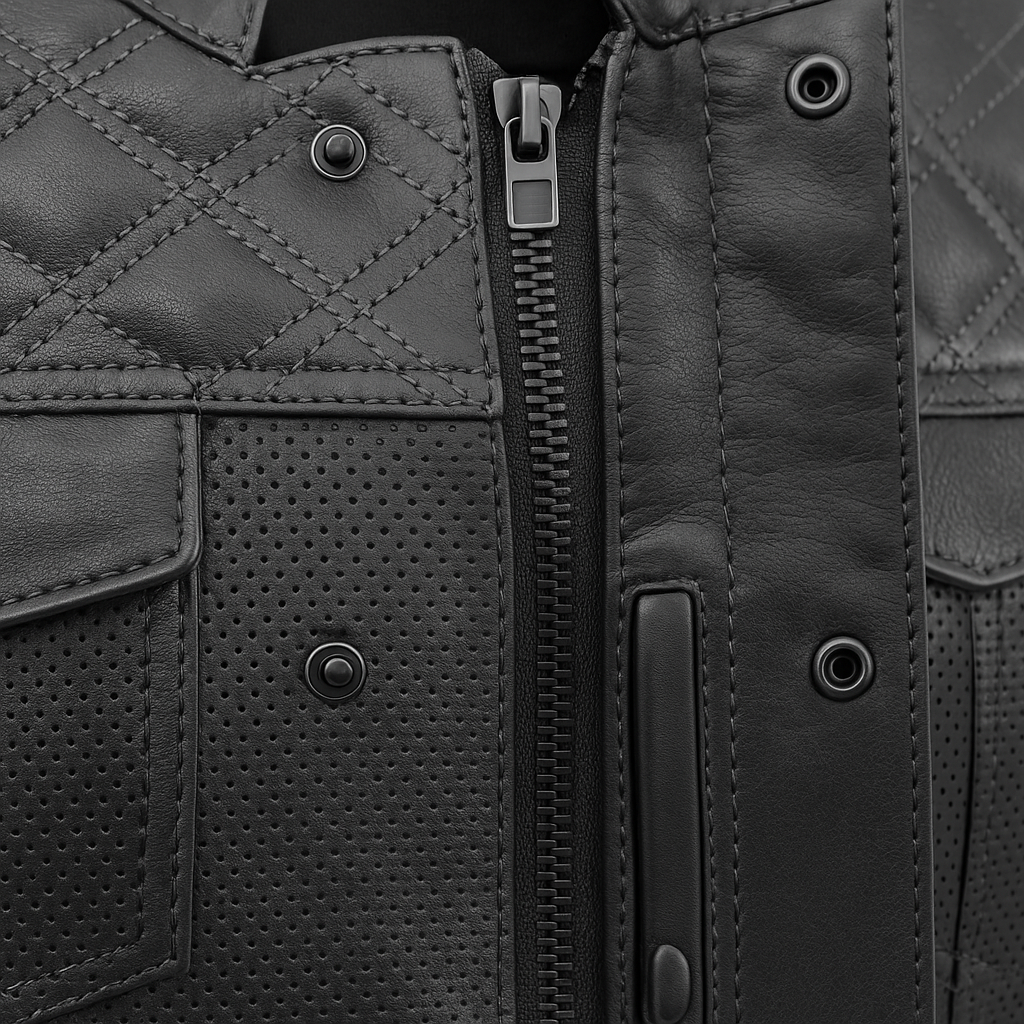 Ravencrest – Men’s Club Style Perforated Leather Vest