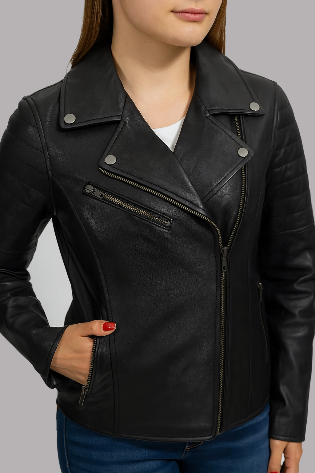 Yva Belle Fashion Lambskin Leather Jacket