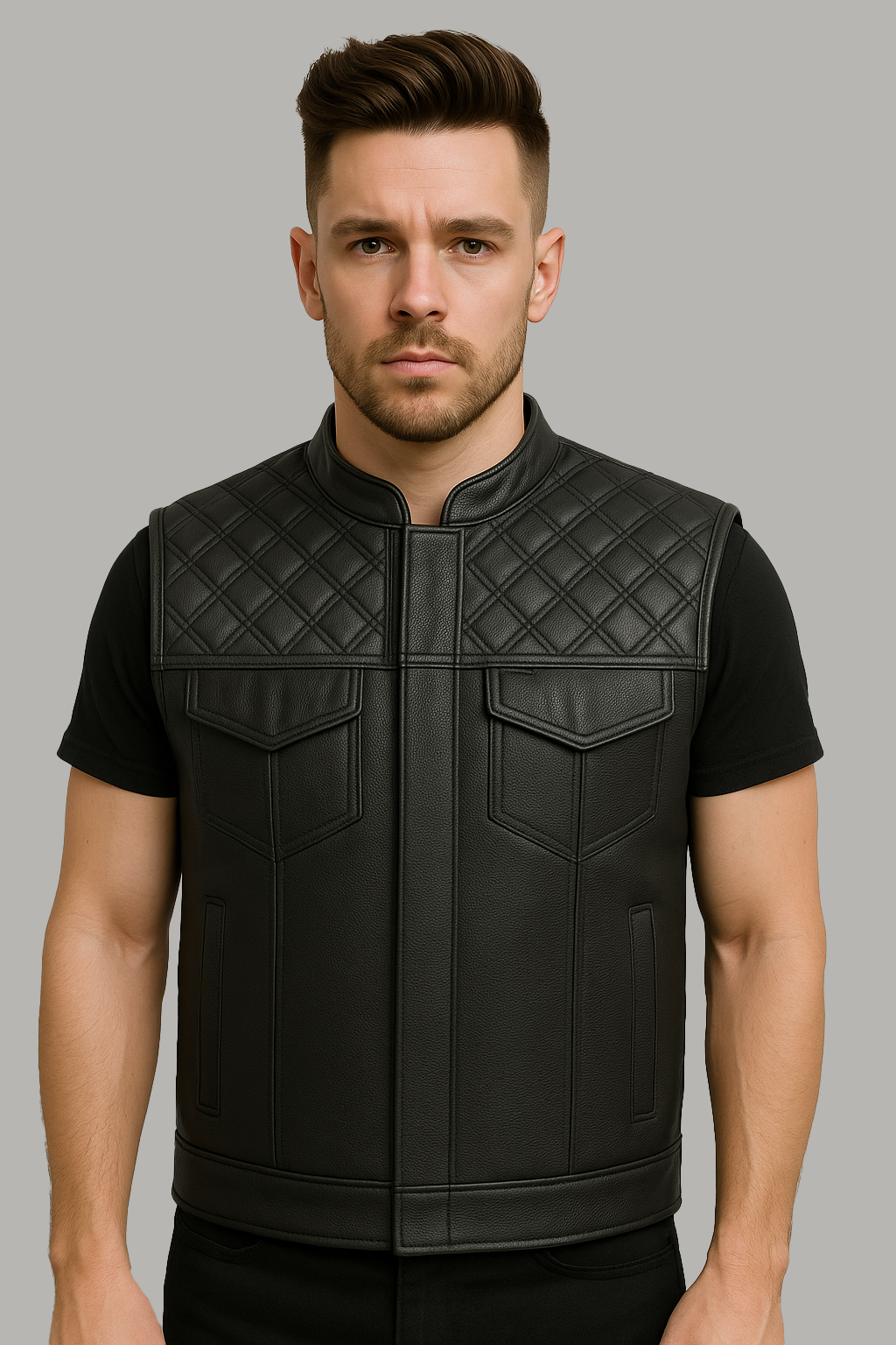Scarlet Stitch - Men's Club Style Leather Vest