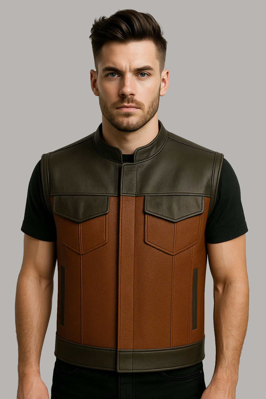 Coalhide - Men's Two-Tone Leather Motorcycle Vest