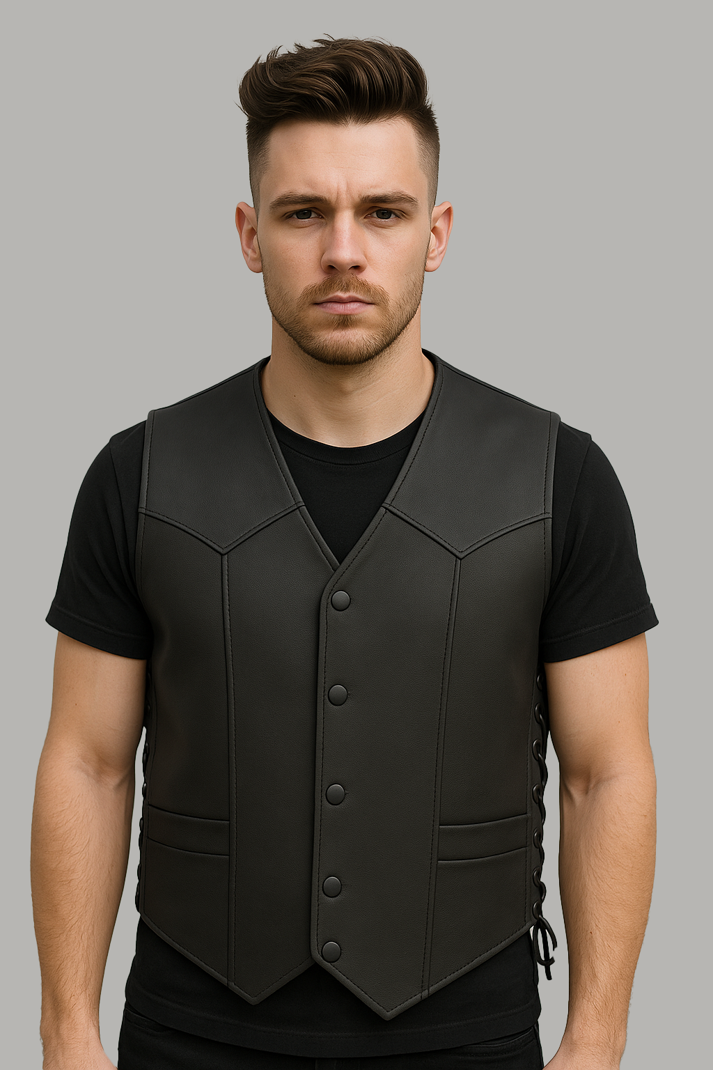 Night Deputy - Men's Motorcycle Western Style Leather Vest