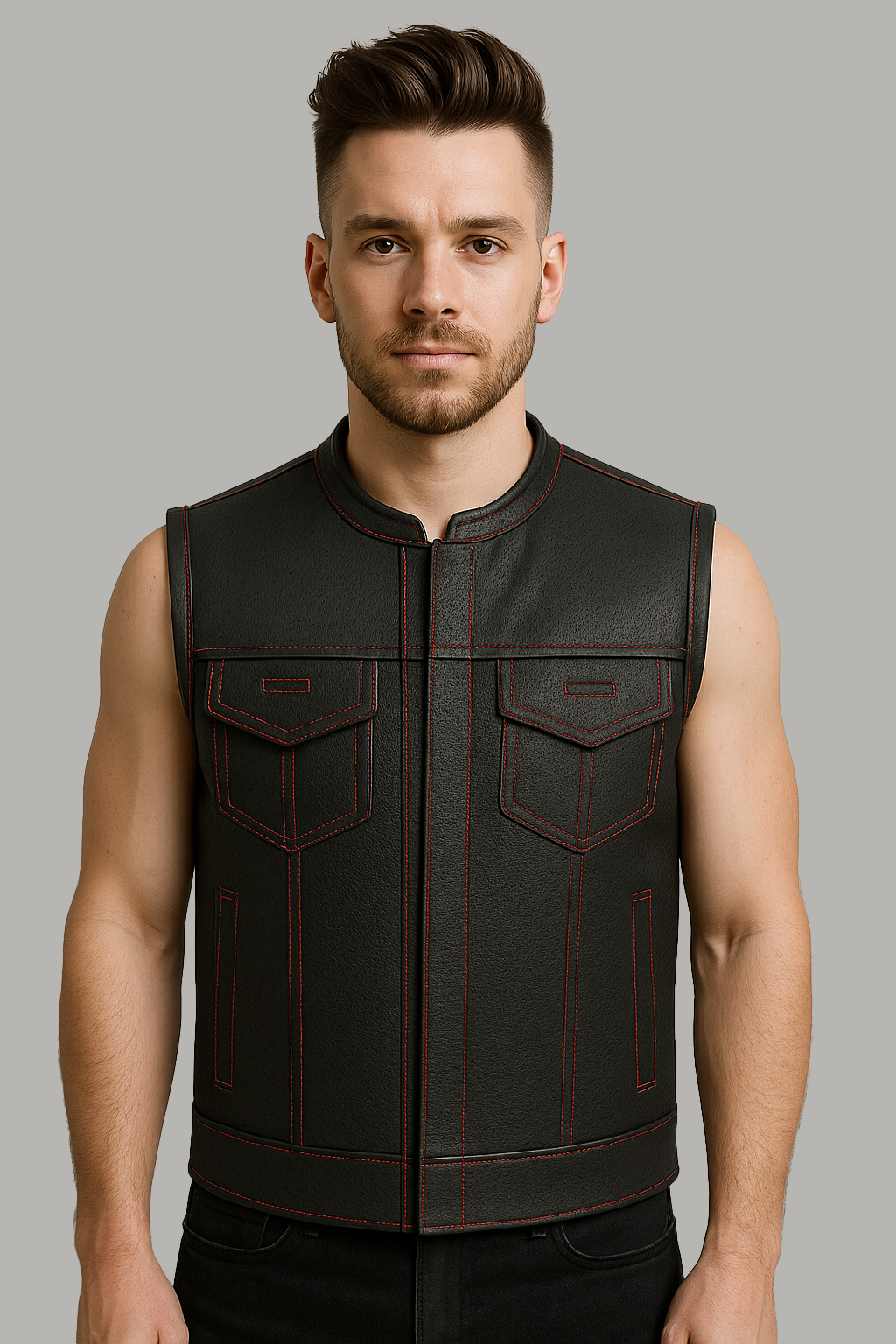 Nightwolf - Men's Motorcycle Perforated Leather Vest