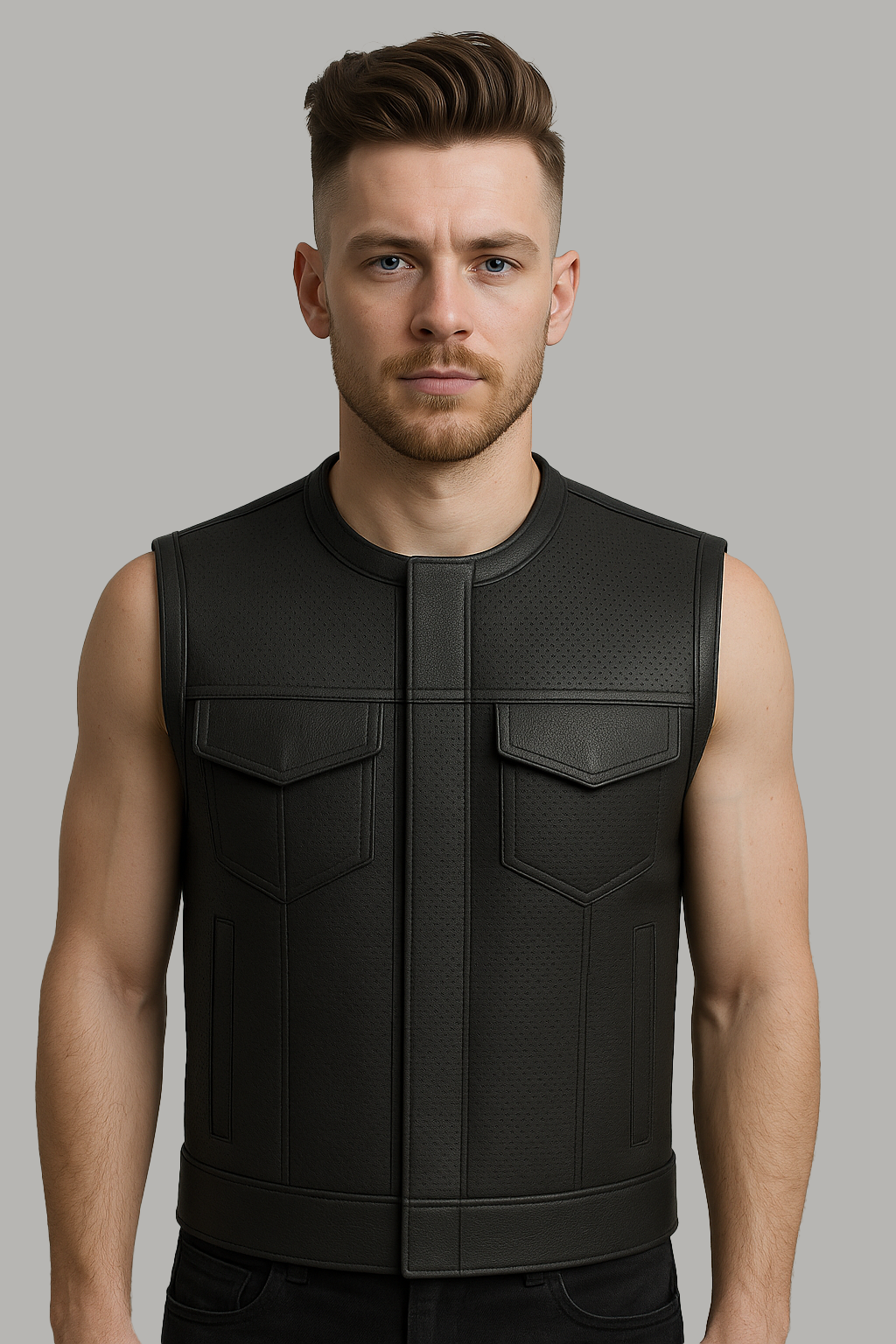Nightwolf - Men's Motorcycle Perforated Leather Vest