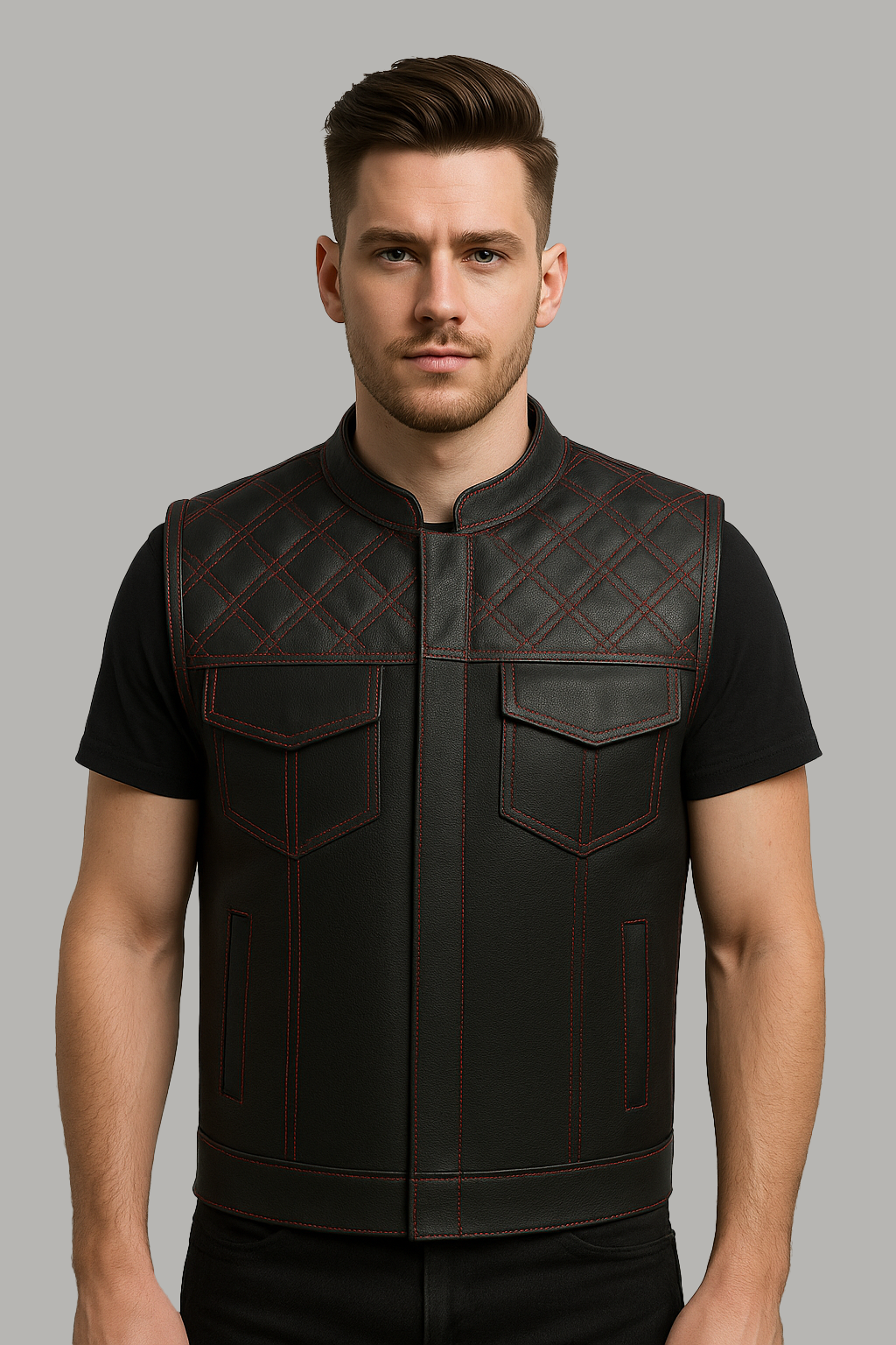 Ravencrest – Men’s Club Style Perforated Leather Vest