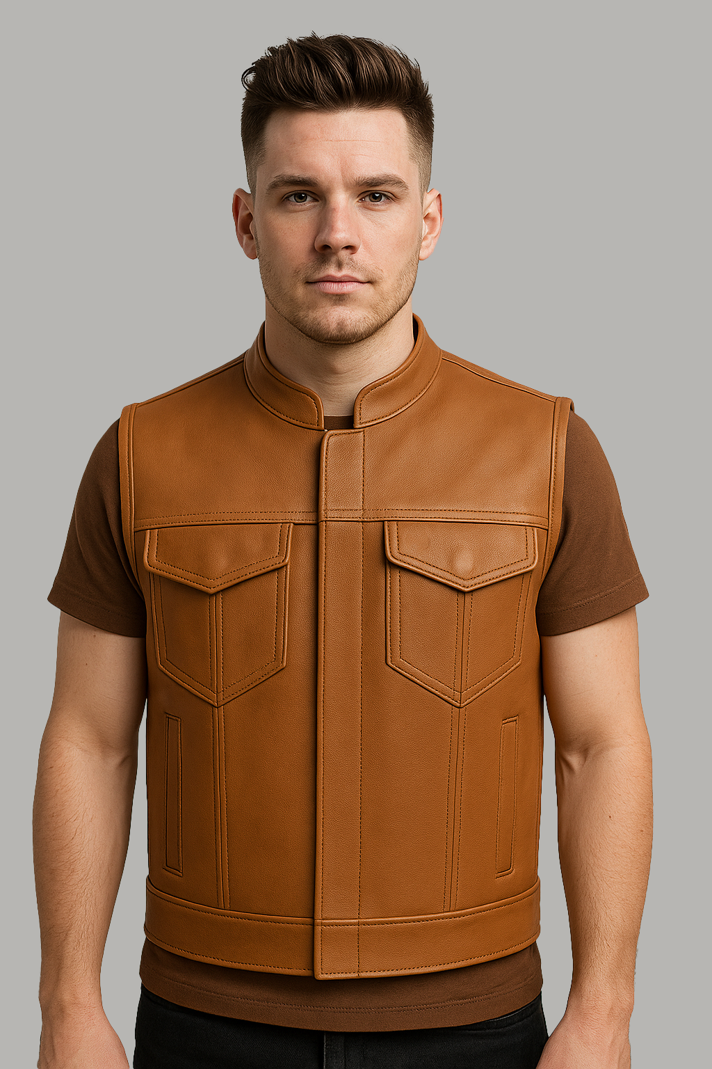 Vigilante - Men's Platinum Leather Motorcycle Vest