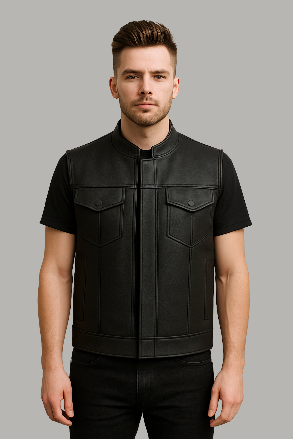 Vigilante - Men's Platinum Leather Motorcycle Vest