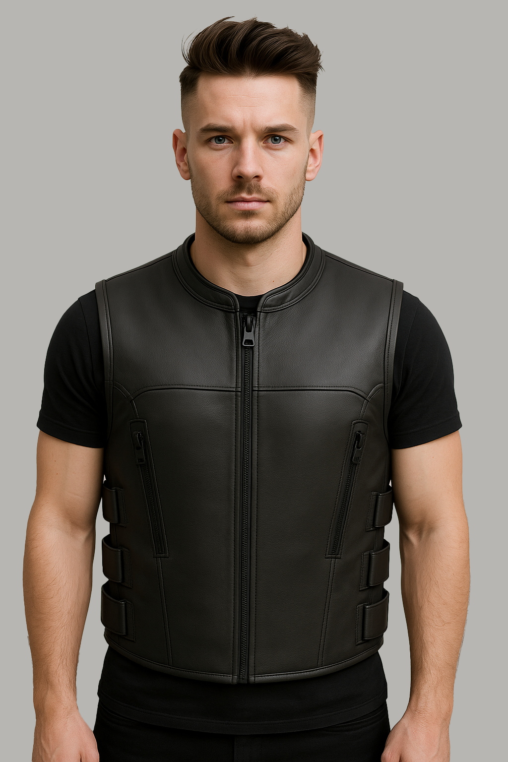 Warden's Creed - Men's Motorcycle Swat Style Leather Vest