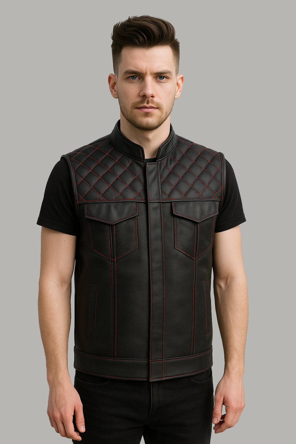 Scarlet Stitch - Men's Club Style Leather Vest