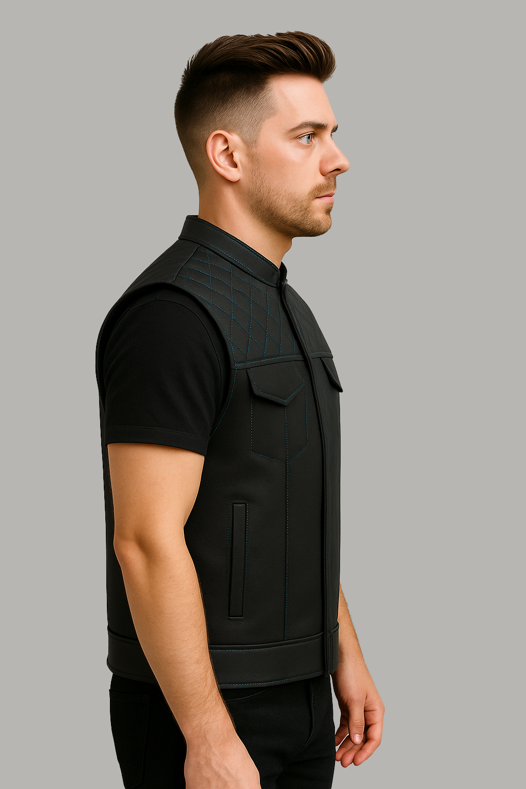 Scarlet Stitch - Men's Club Style Leather Vest