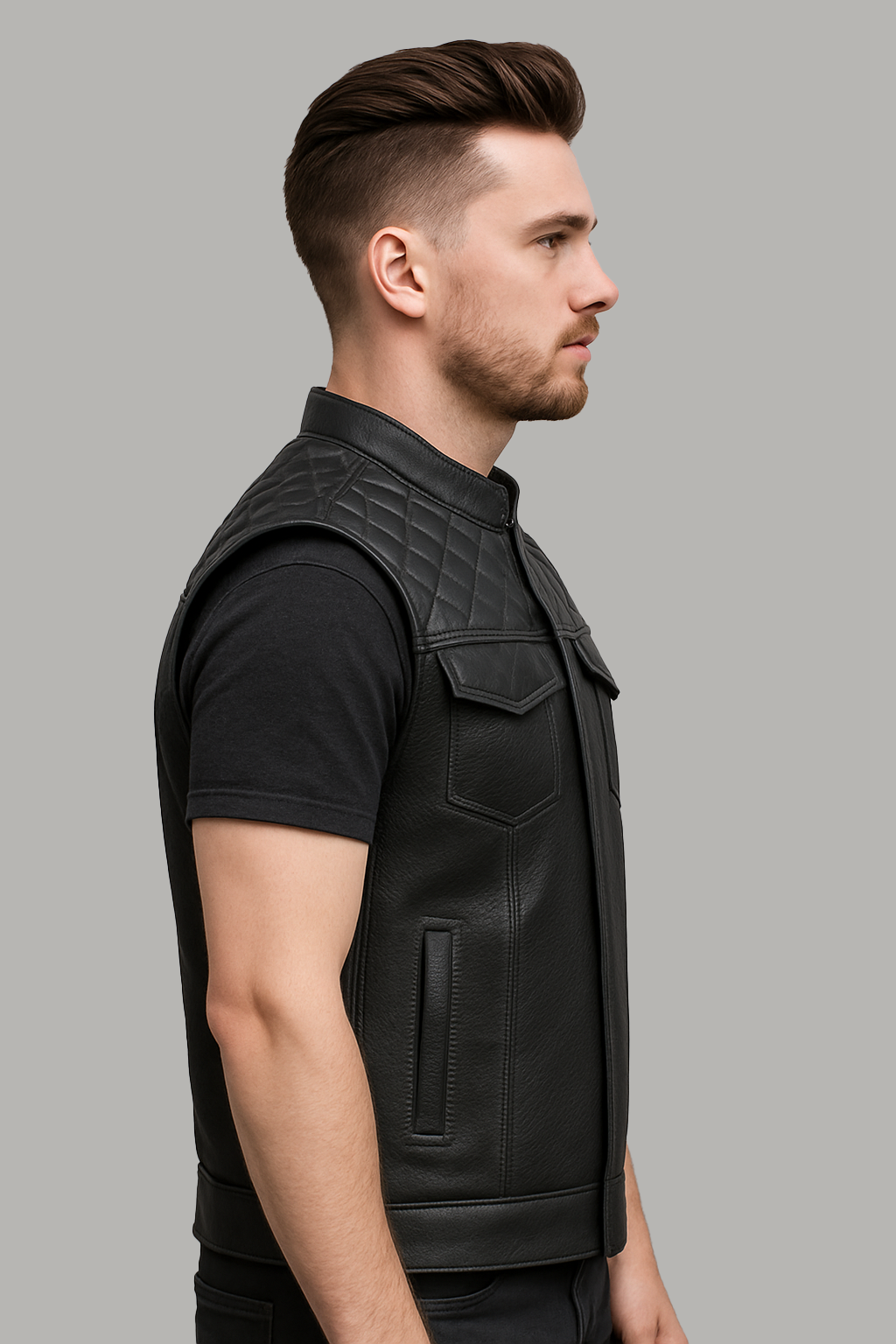 Ravencrest – Men’s Club Style Perforated Leather Vest